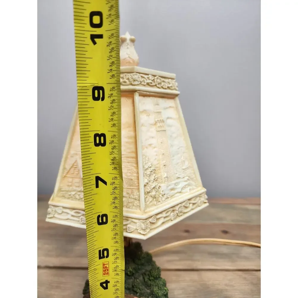 Vintage Lighthouse Table Desk Lamp 6-Panel PeakTop Lithophane Lighthouse Shade